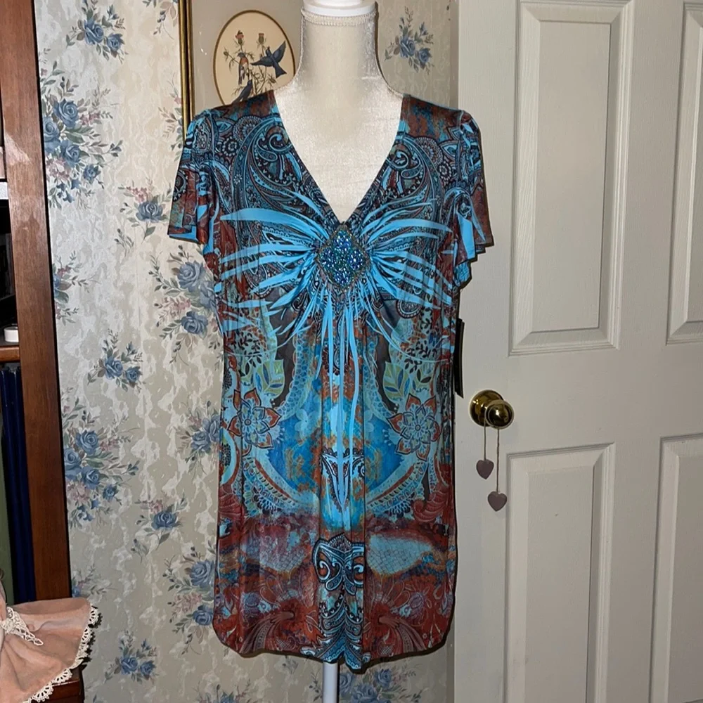 ❌DONATED❌Apt 9 Silky Paisley Top - Picture 1 of 7